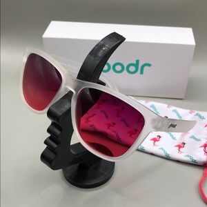 Goodr Sunglasses Sunset Squishee Brain Freeze Silicon UNISEX Clear Red